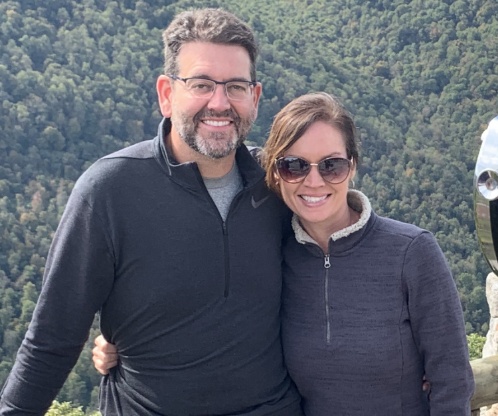 Doctor Amburgey and his wife outdoors